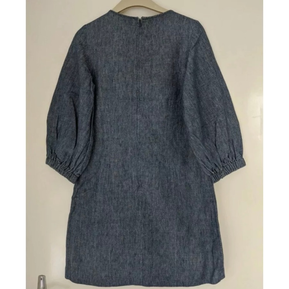 Gorman Floral Embroidery Blue Denim Linen Dress - XS - Picture 2 of 4